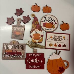 13 Pcs Fall Wooden Decorations for Autumn Thanksgiving Party Tabletop Decor